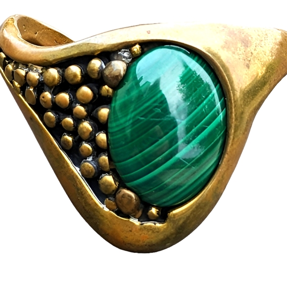 Stephen Dweck Jewelry - Rare Stephen Dweck modernist abstract malachite bronze cuff bracelet Des…